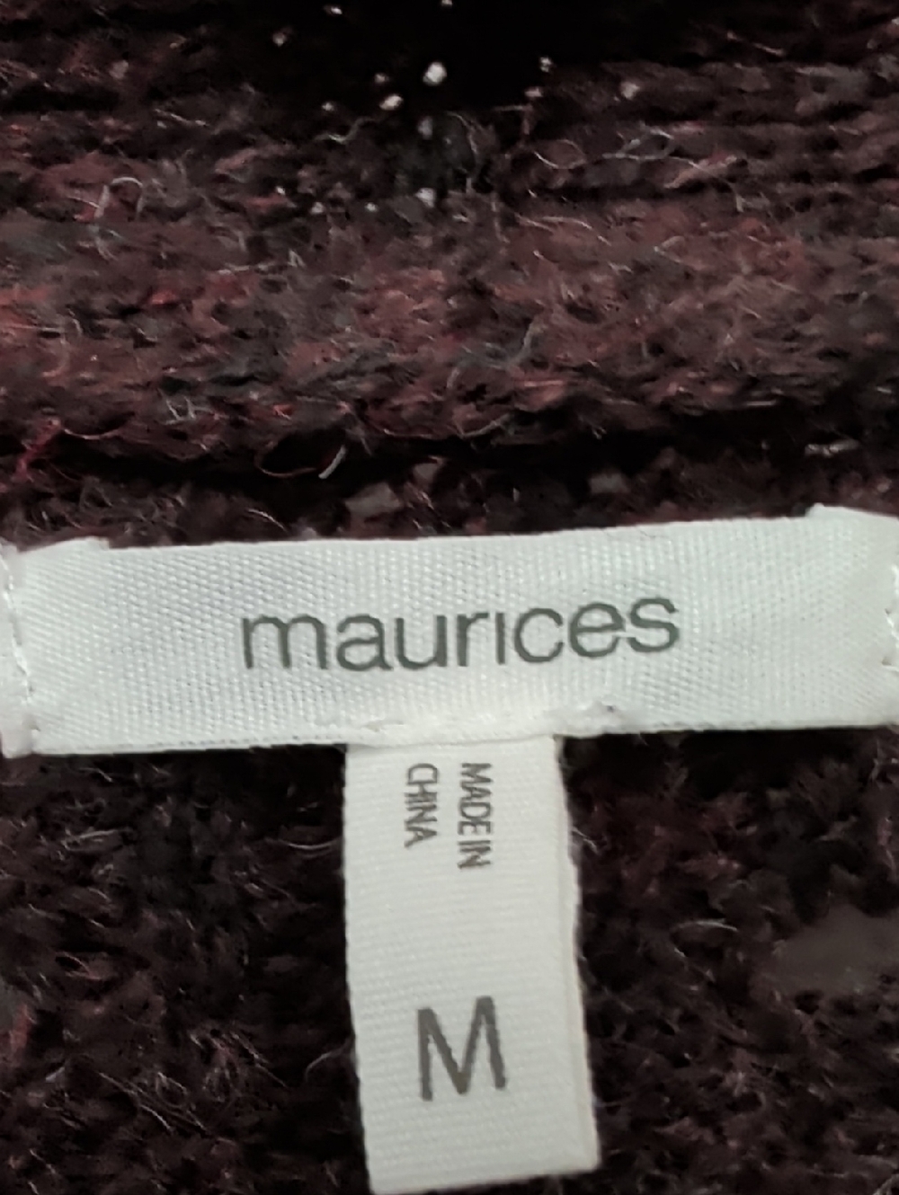 Maurices Burgundy Marled Knit Open Cardigan Sweater Cozy Layering Medium Women's - Picture 2 of 4